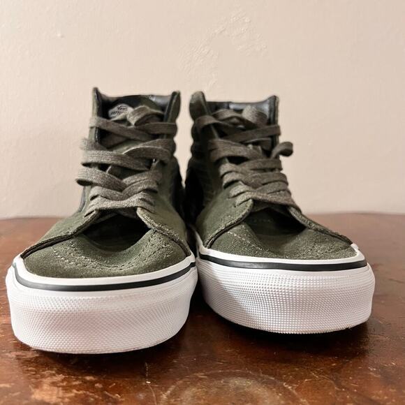 Unisex Vans Off the Wall High Top Green Canvaas Sk8 Black Suede and Leather - Picture 2 of 11